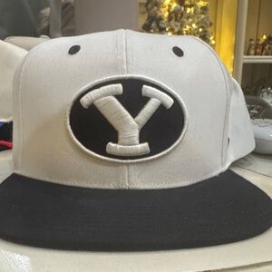 White and Blue Cap with BYU Logo